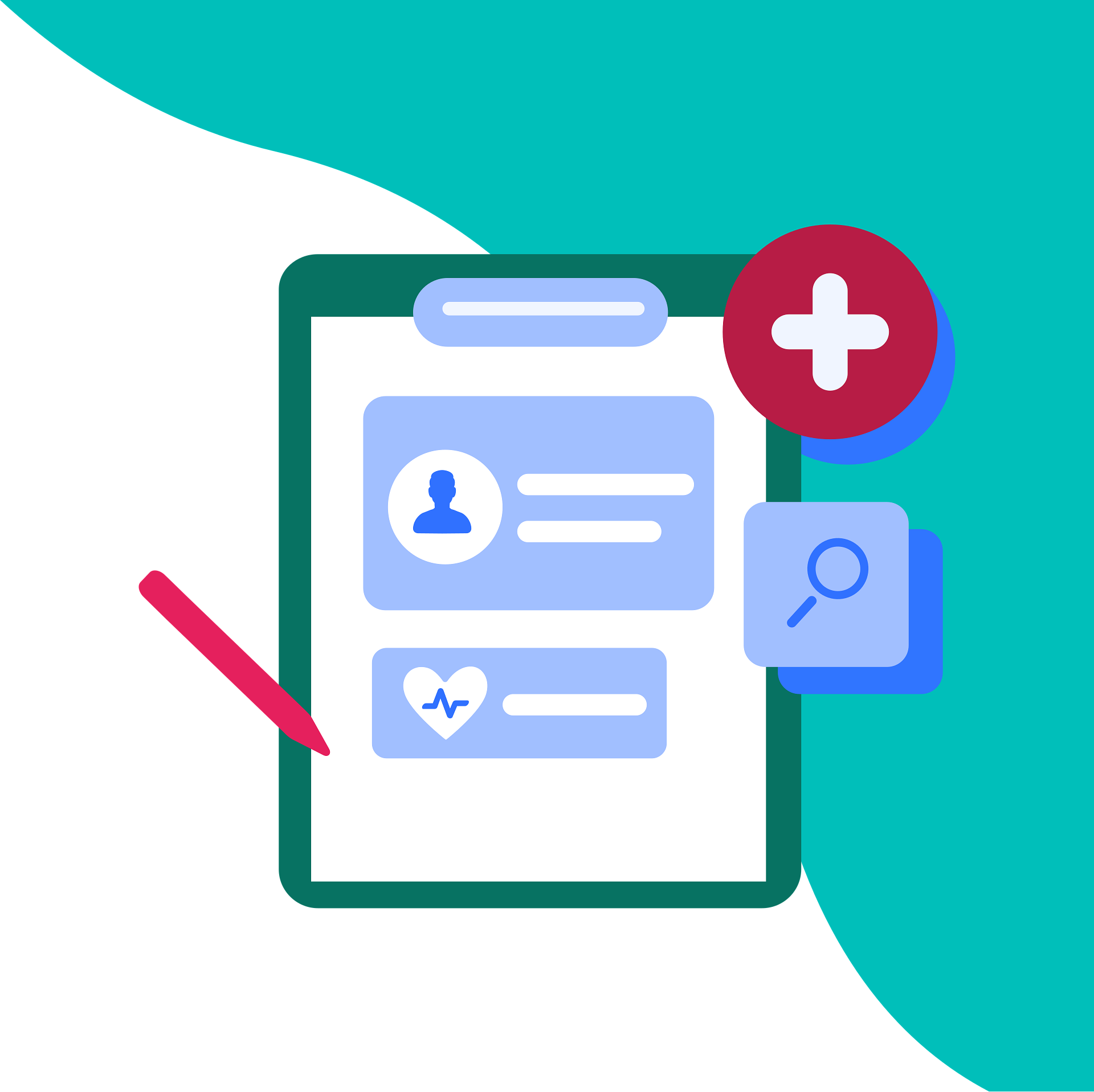 Secure medical records management illustration showing digital security